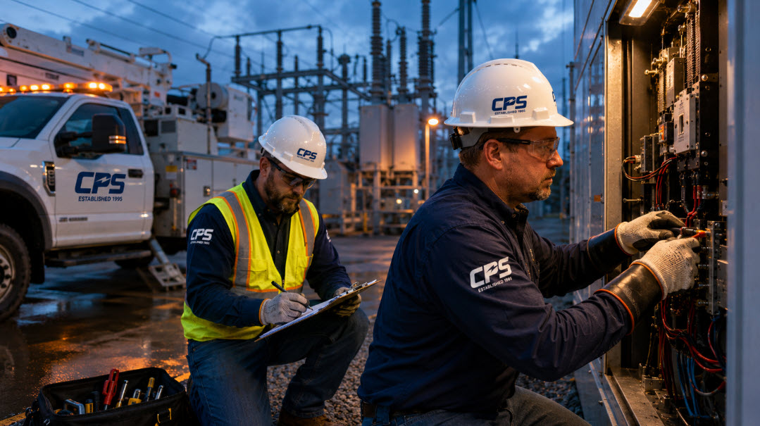 24x7 Emergency Support | Coastal Power Systems - Coastal Power Systems two technicians performing emergency response 24x7 support.
