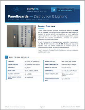 UL 67 Panelboards - Product Overview - Coastal Power Systems UL 67 Panelboards - Product Overview