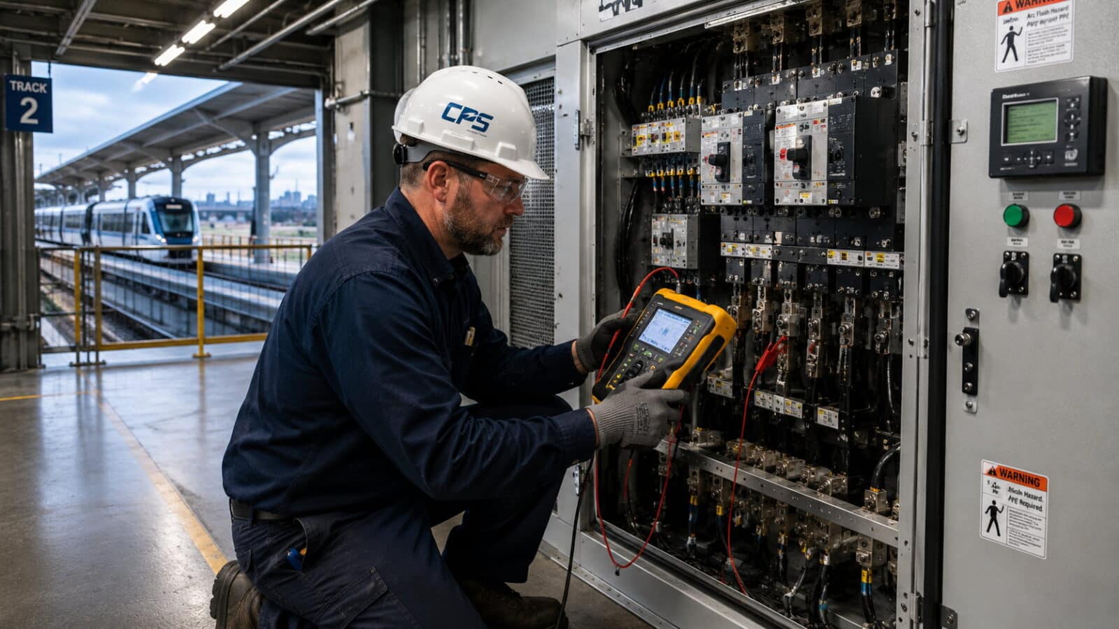 Electrical Preventive Maintenance } Coastal Power Systems - Coastal Power Systems Electrical engineering at Coastal Power Systems performing electrical preventative maintenance at a transportation facility.